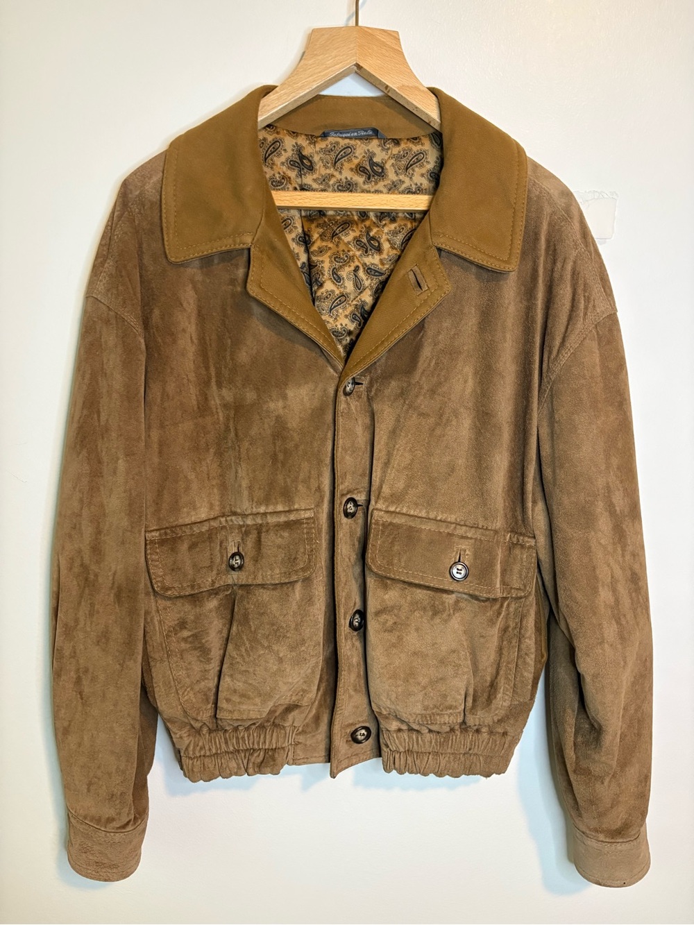 Vintage Byblos Luxury Italian Genuine Suede Leather Satin Lined Bomber Medium